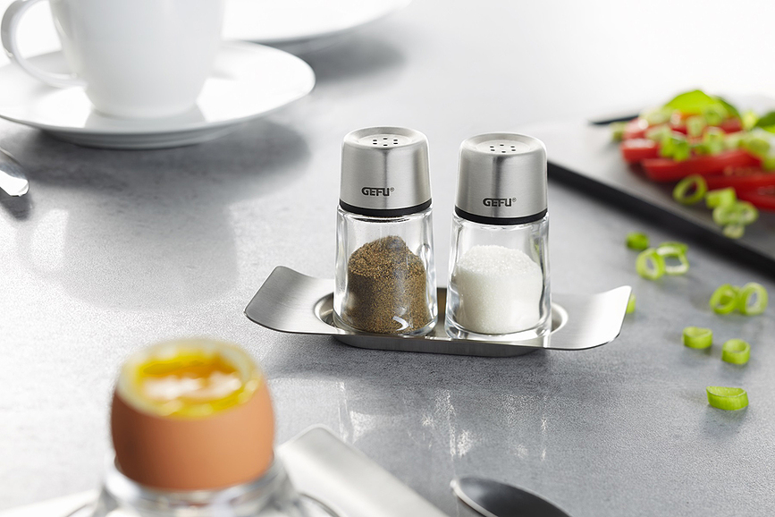 Brunch Salière et Poivrière avec support, Set 3 pièces