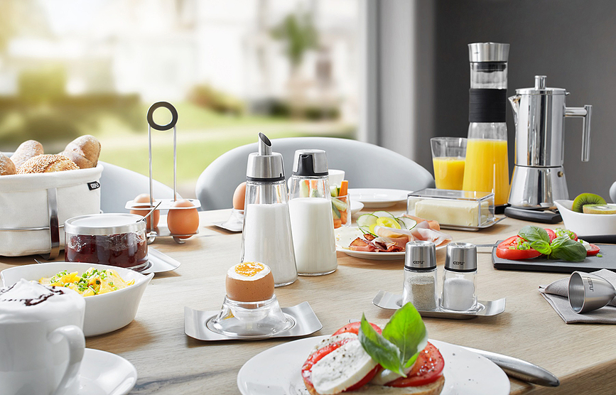 Brunch Set za sol in poper s podstavkom, 3-delni set