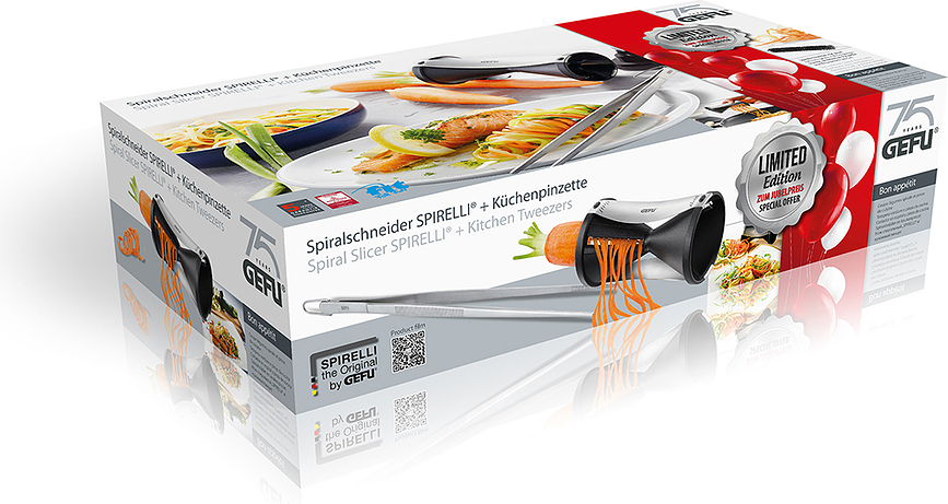 Espiralizador Spirelli, con pinzas de cocina