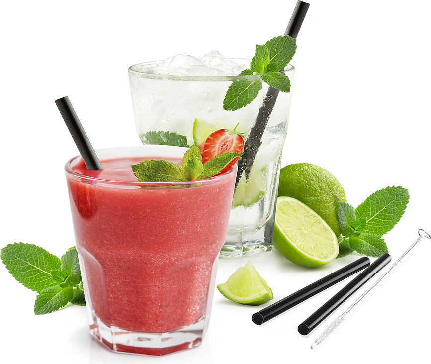 Future Καλαμάκια με βουρτσάκι καθαρισμού, 18 cm, μαύρα, 5 τμχ