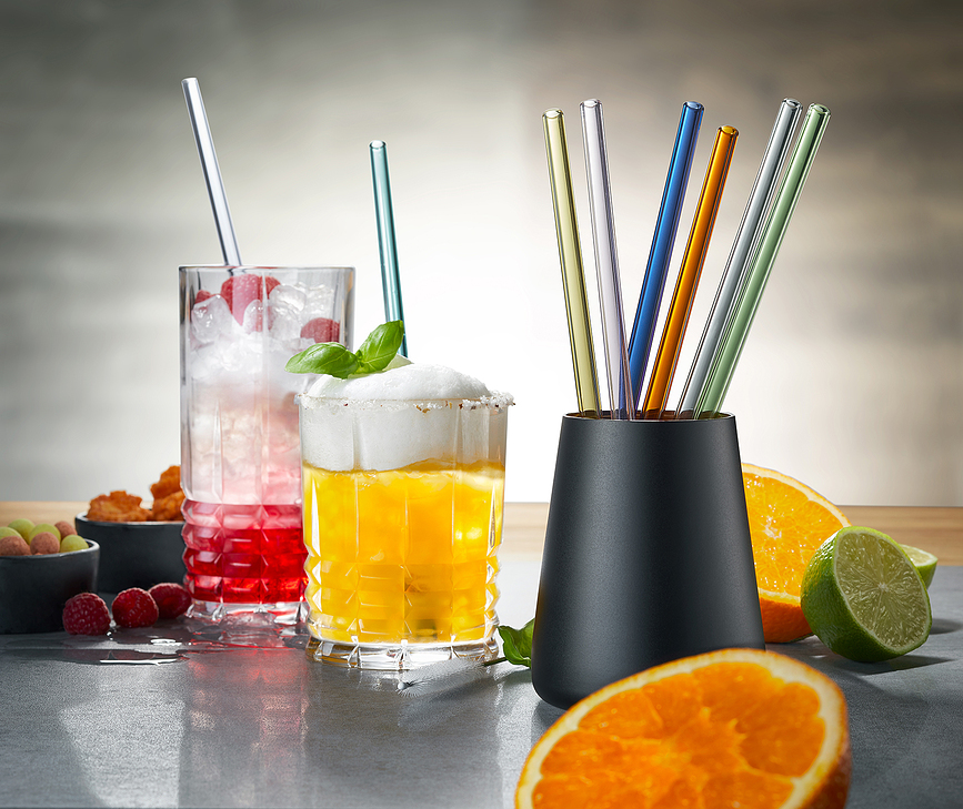 Future Pailles avec brosse de nettoyage, 23 cm, multicolores, Lot de 9