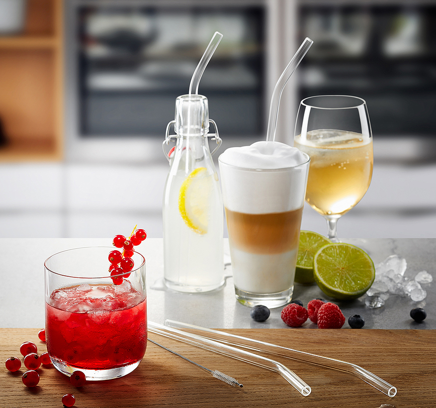 Future Pailles en verre, avec brosse de nettoyage, Set 5 pièces