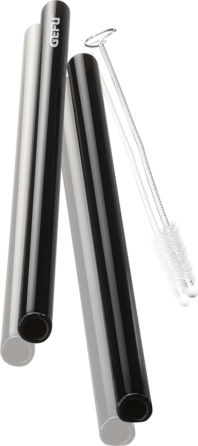 Future Slamice za pijačo s čistilno ščetko, 18 cm, črne, 5-delni set