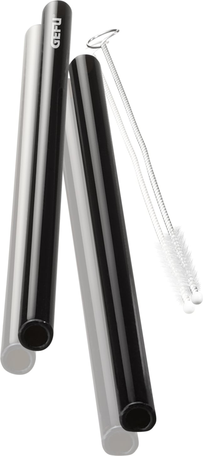 Future Trinkhalme mit Reinigungsbürste 13 cm, schwarz, 5-tlg.
