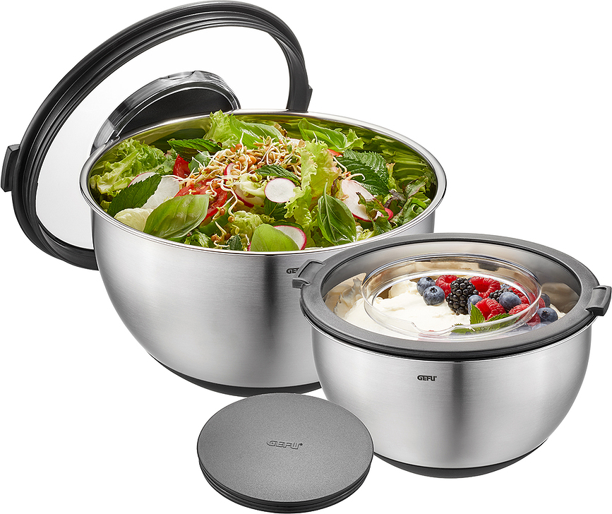 Muovo Bols avec couvercle, Lot de 2