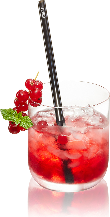 Pajitas Reutilizables Future, 18 cm, negras, con cepillo de limpieza, Set de 5 piezas