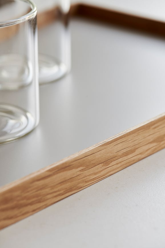 Bandeja decorativa Frame, M, beige, roble claro