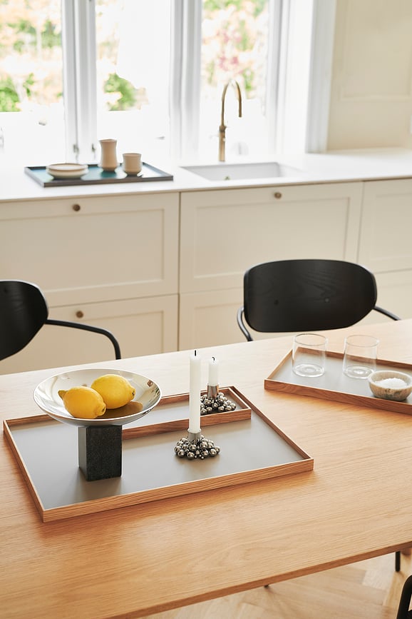 Bandeja decorativa Frame, M, beige, roble claro