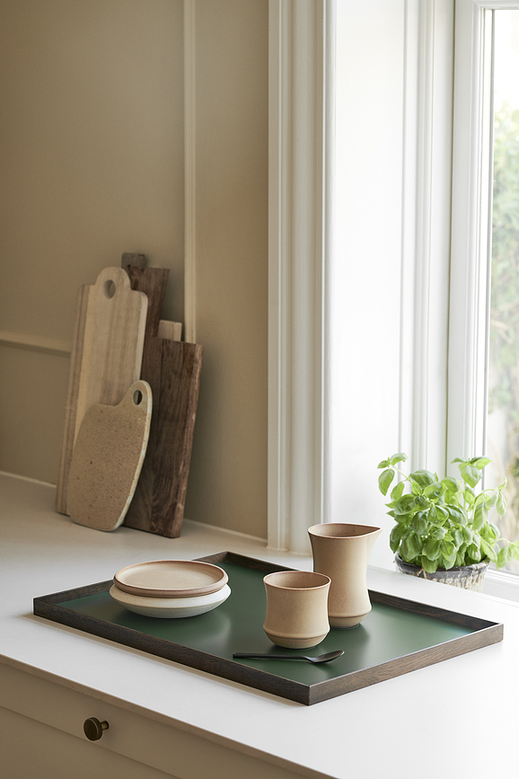 Bandeja decorativa Frame L, roble oscuro, gris