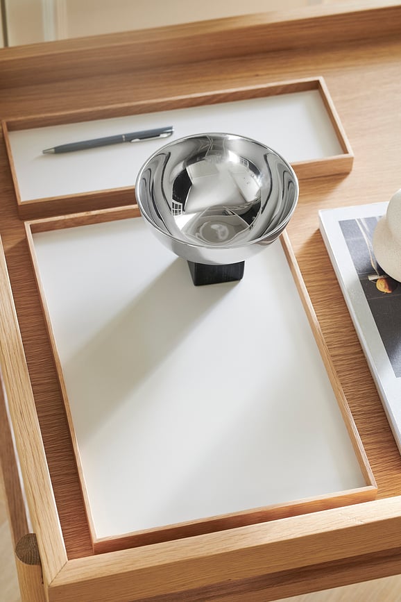 Bandeja decorativa Frame S, beige, roble claro