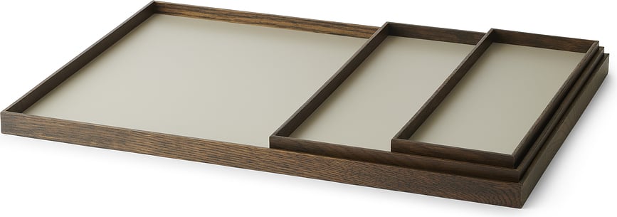 Bandeja decorativa Frame S, roble oscuro y beige