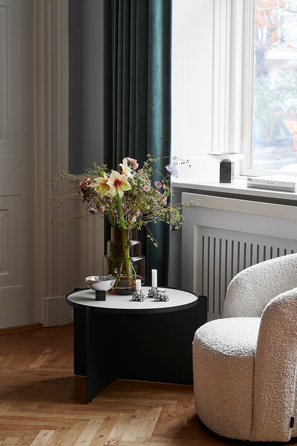 Cuenco decorativo Sapoto, 22 cm, plateado y negro