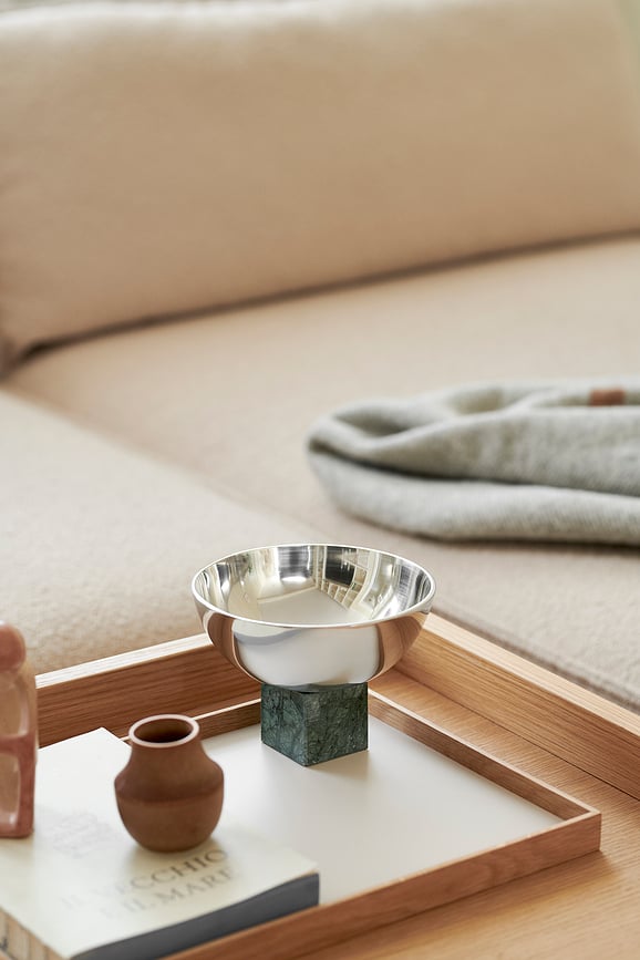 Cuenco decorativo Sapoto, 22 cm, plateado y verde