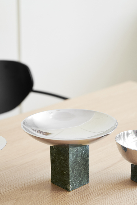 Cuenco decorativo Sapoto, 22 cm, plateado y verde