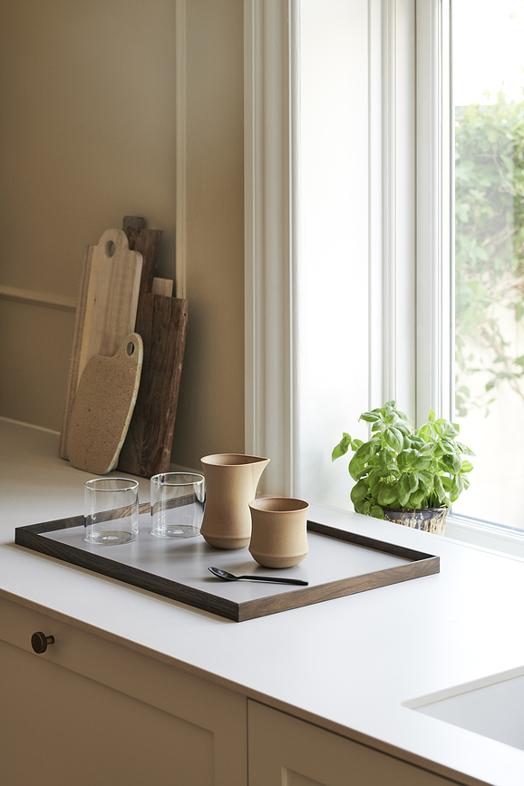 Frame Plateau Décoratif L, gris, chêne foncé