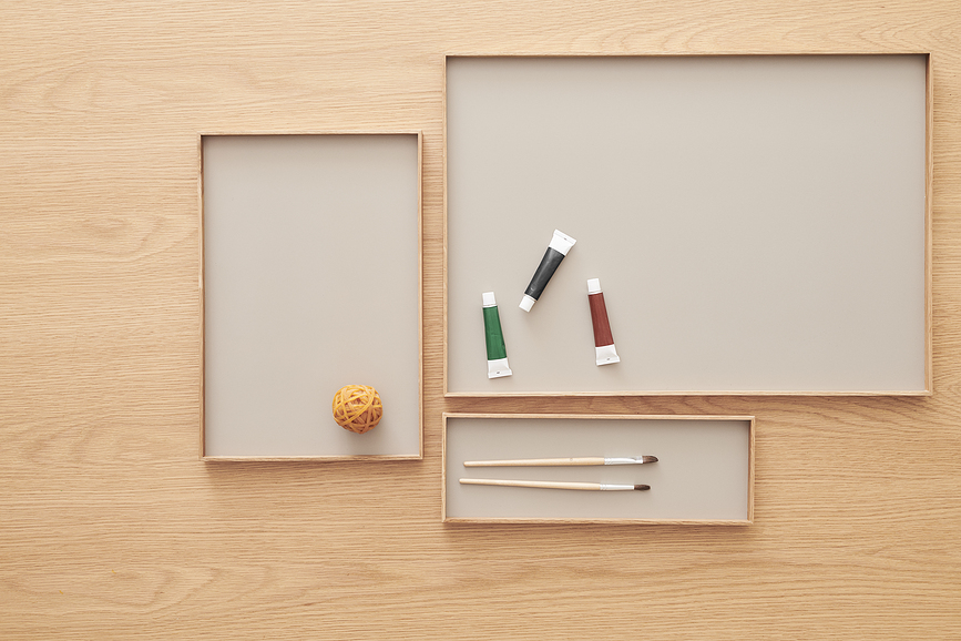 Frame S Plateau Décoratif, beige, chêne clair