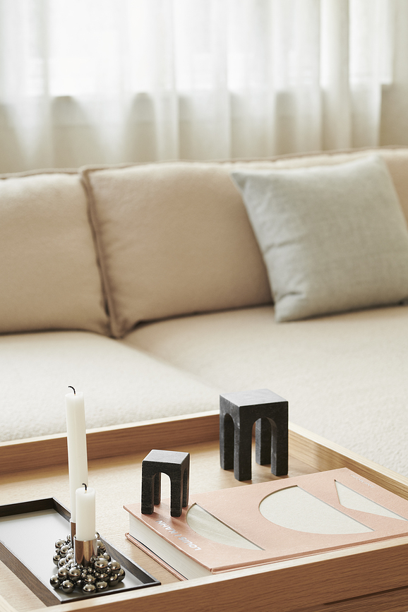 Frame S Plateau Décoratif, S, beige, chêne foncé