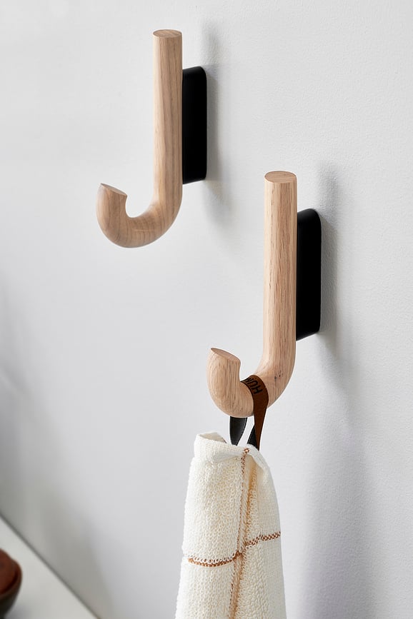 Gancho de Pared de roble claro Gejst, 13,3 cm, negro