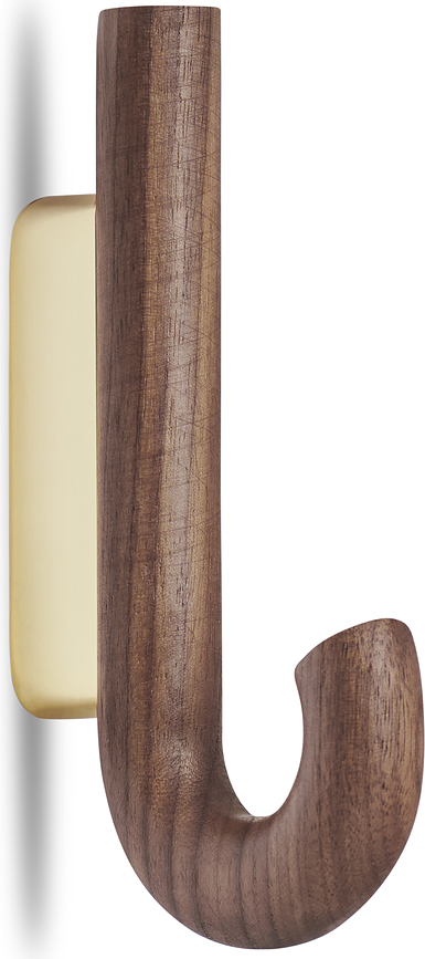 Gejst Crochet mural 13,3 cm, laiton, bois de noyer