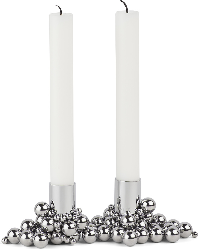 Molekyl Bougeoirs magnétiques, chromés, Lot de 2