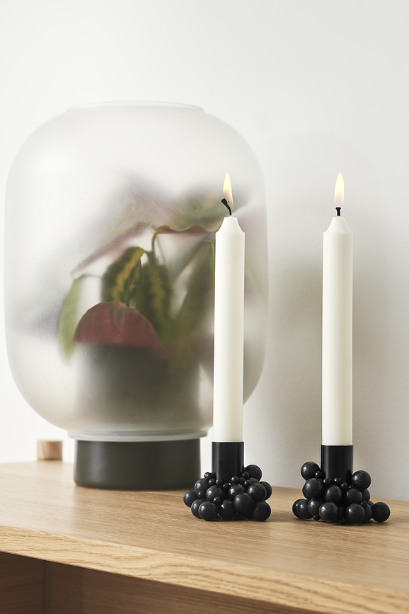 Molekyl Bougeoirs magnétiques pour bougies classiques, noirs, Lot de 2