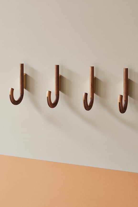 Gancho de pared de madera de nogal Gejst, 19 cm, negro