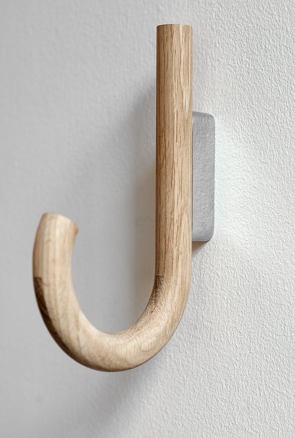 Gancho de pared Gejst, 19 cm, negro y roble claro
