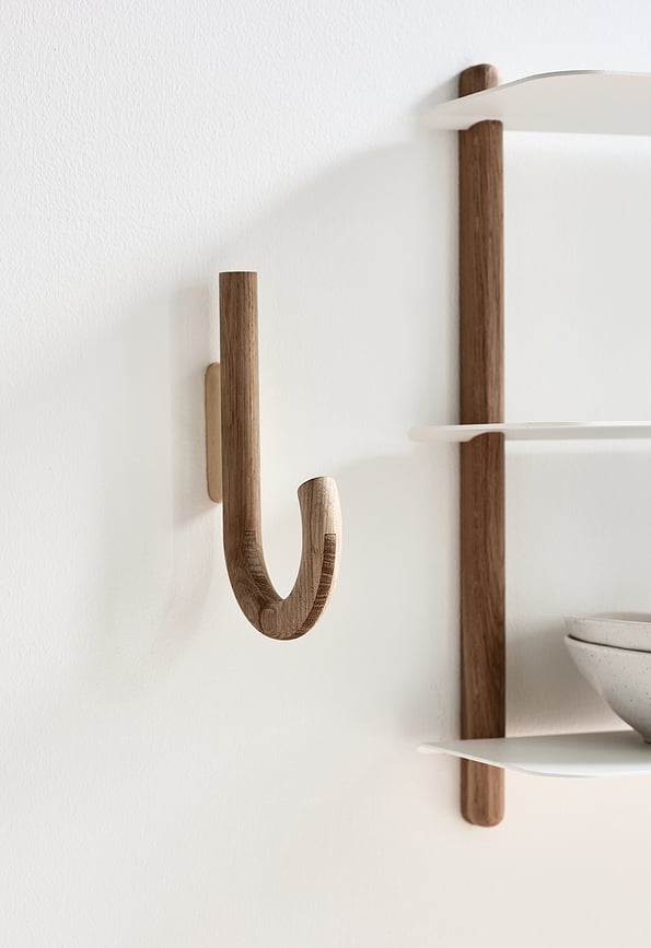 Gancho de pared Gejst, 19 cm, negro y roble claro