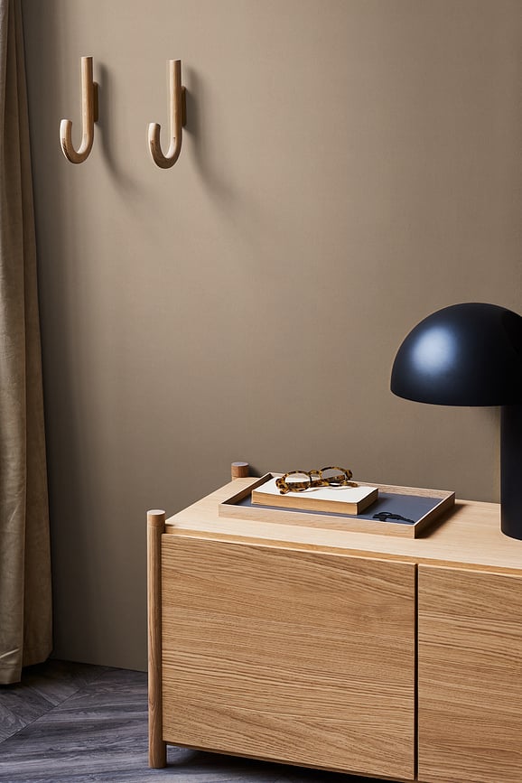 Gancho de pared Gejst, 19 cm, negro y roble claro