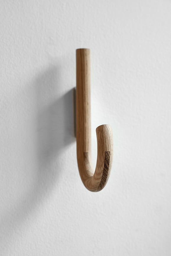 Gancho de pared Gejst, 19 cm, negro y roble claro