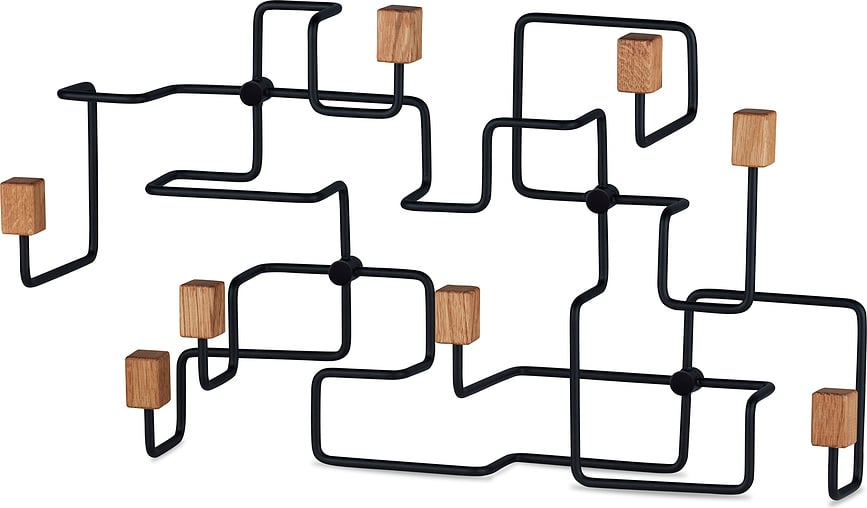 Perchero de Pared Underground, negro y roble claro