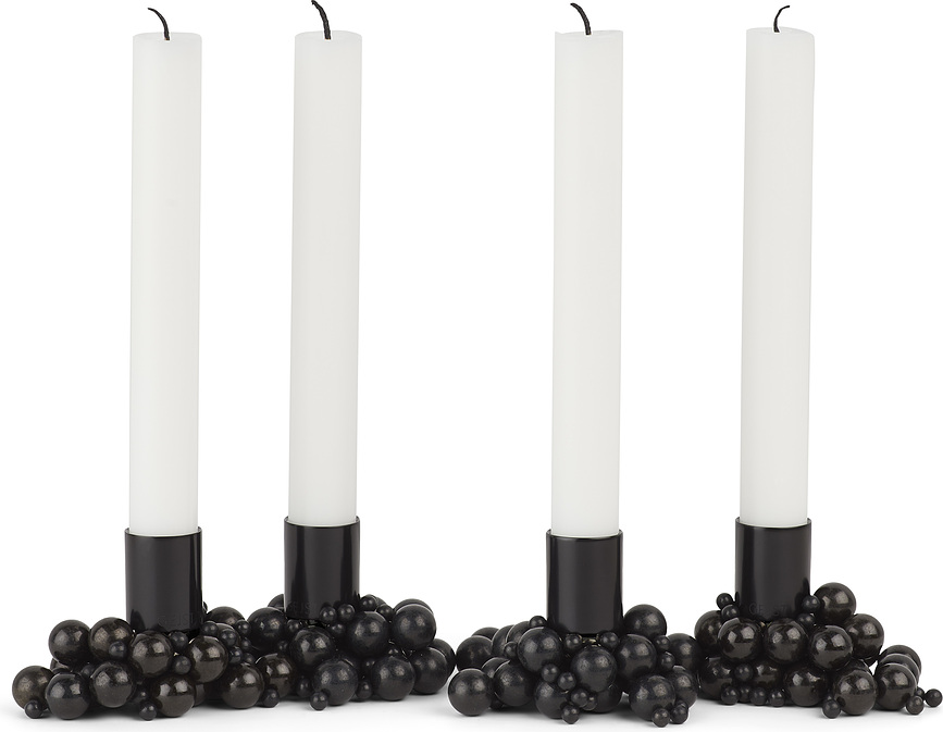 Portacandele per candele classiche Molekyl nero magnetico 4 pz.