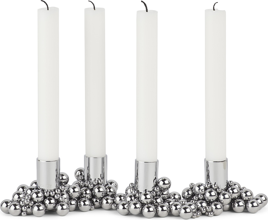 Portavelas magnéticos de cromo Molekyl, para velas clásicas, Pack de 4 unidades