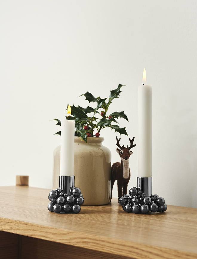 Portavelas magnéticos Molekyl, negros, para velas clásicas, 2 unidades