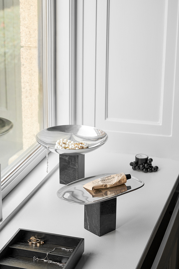 Sapoto Coupe décorative, 22 cm, noire et argentée