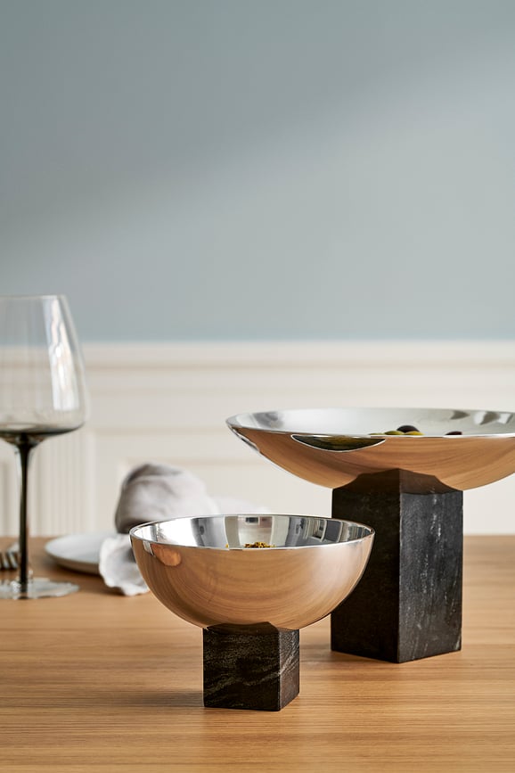 Sapoto Dekorativna posoda, 22 cm, srebrno-črna