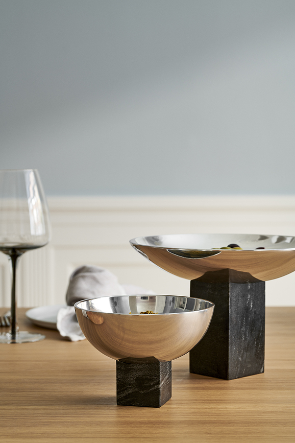 Sapoto Διακοσμητικό Μπολ, 22 εκ., ασημί-μαύρο