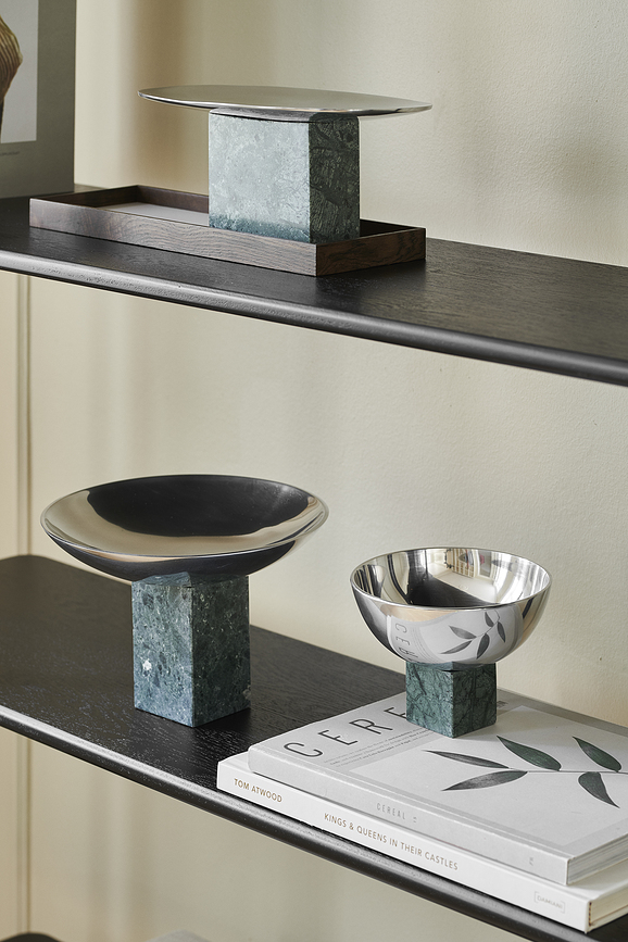 Sapoto Διακοσμητικό Μπολ, 22 cm, ασημί-πράσινο