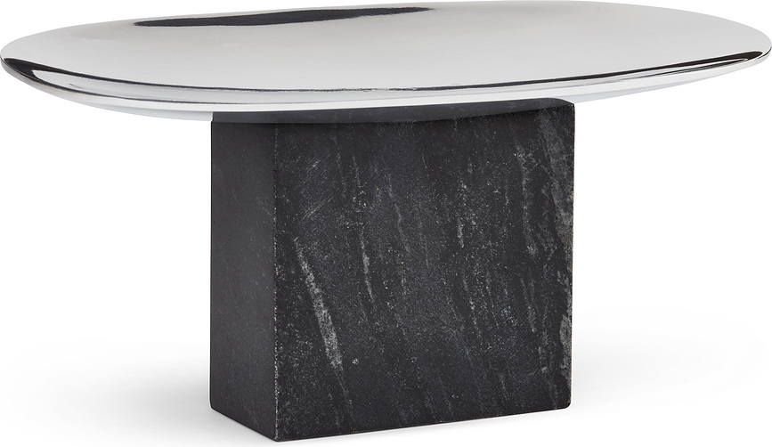 Sapoto Plateau Décoratif 25 cm, argenté et noir