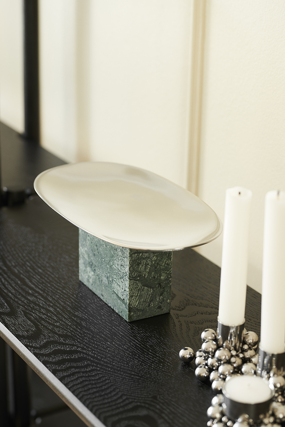 Sapoto Plateau décoratif, 25 cm, argenté et vert