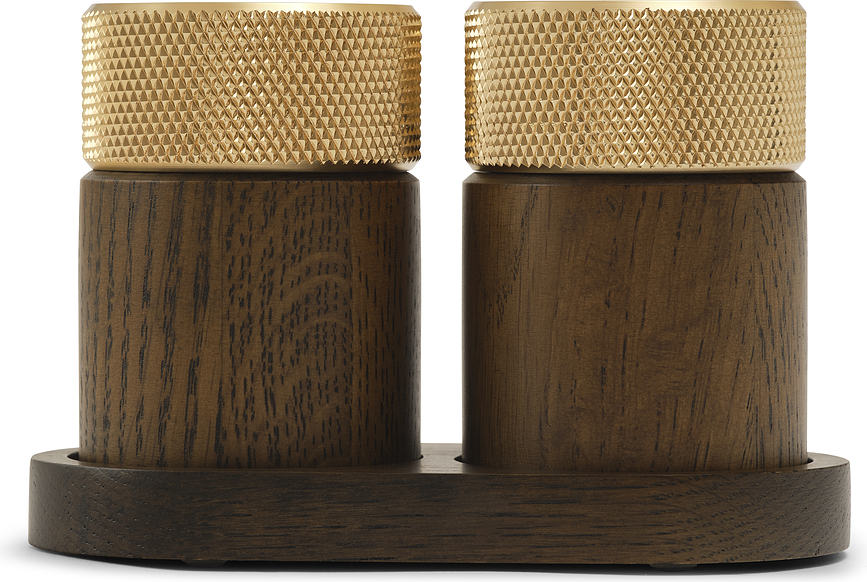 Sina Mlinci za sol i papar s podmetačem mjed tamni jasen Set od 3 dijela