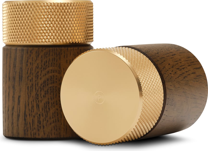 Sina Mlinci za Sol i Papar s postoljem mesing svijetli hrast Set od 3 dijela