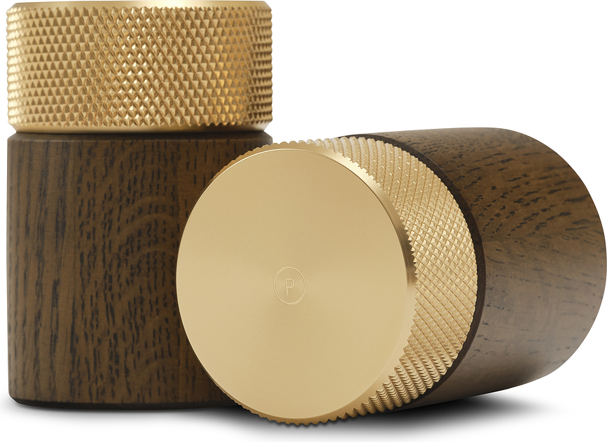 Sina Μύλοι αλατοπίπερου, ορείχαλκος, ανοιχτή δρυς, με βάση, 3 τμχ