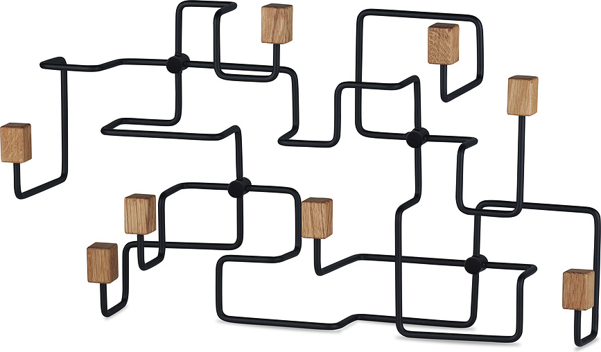 Underground Κρεμάστρα Τοίχου, μαύρη, ανοιχτή δρυς