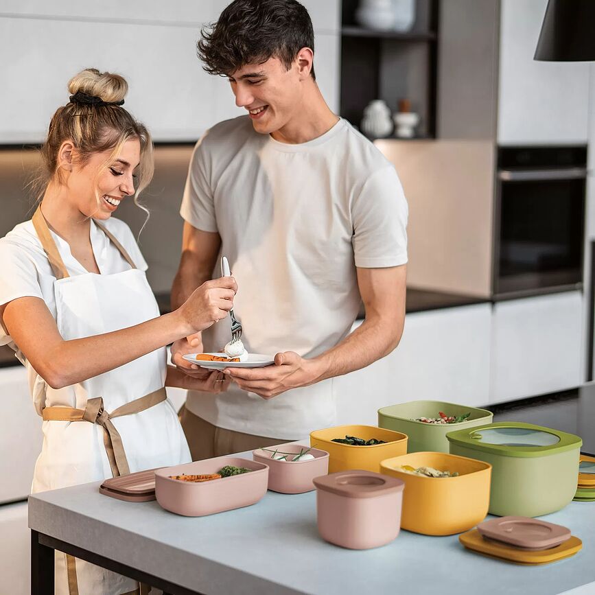 Contenedores de cocina de material reciclado Store & More, poco profundos, Pack de 3