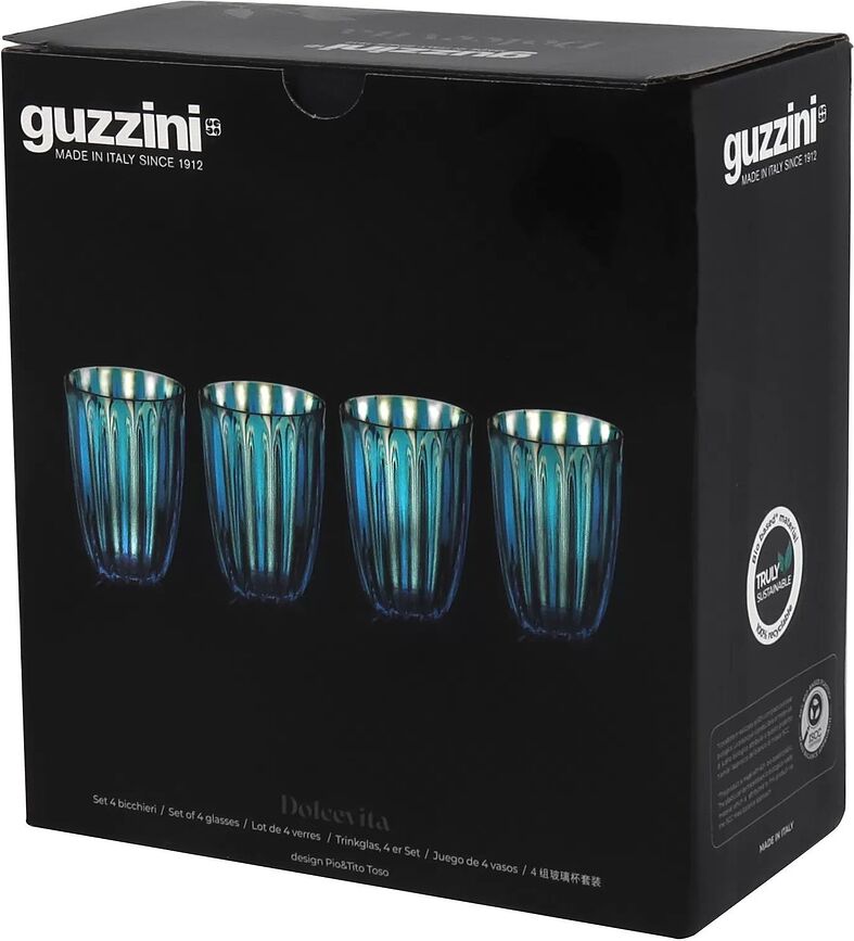 Dolcevita Kozarci reciklirani, 470 ml, turkizni, 4 kosi