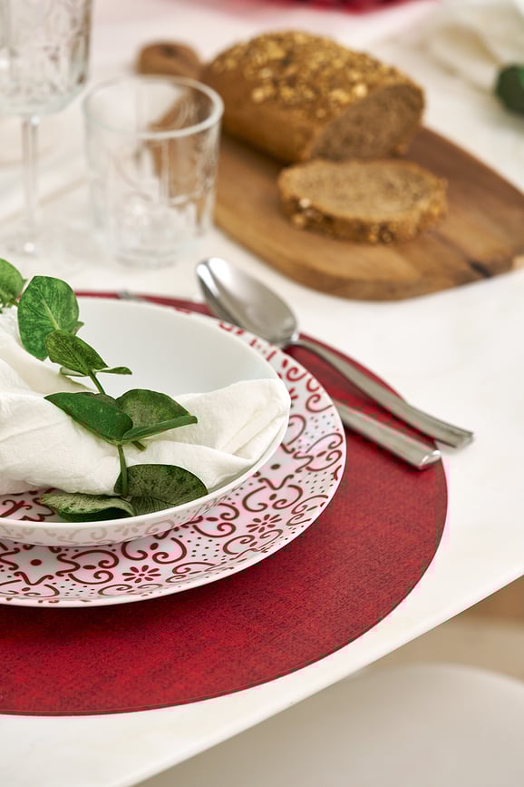 Fabric Podloga za krožnik, 38 cm, mlečno bela, dvostranska