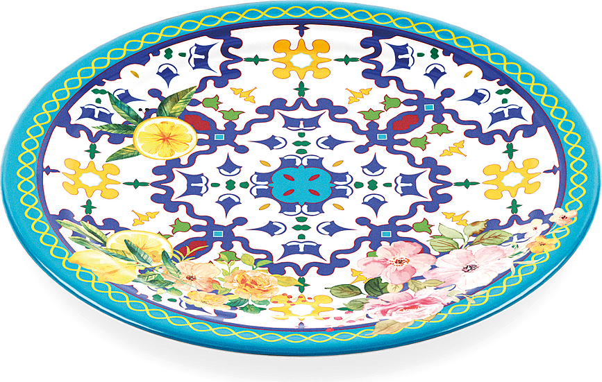 Flowers & Lemon Assiette à Dessert, 21,5 cm, bleue