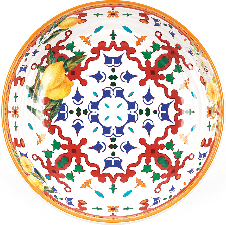 Flowers & Lemon Assiette Creuse 21,5 cm, jaune et rouge