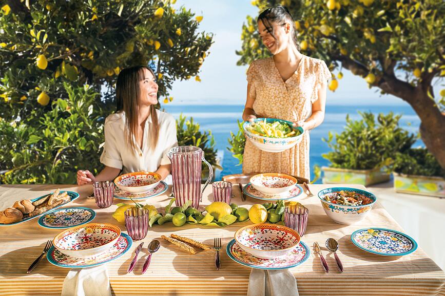 Flowers & Lemon Πιάτο Βαθύ, 21,5 εκ., κίτρινο-κόκκινο